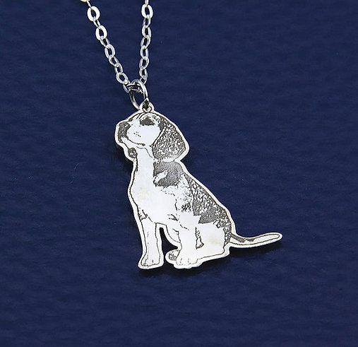 Pet Photo Engraved Necklace, Personalized Pet Memorial Photo Necklace, Dog / Cat