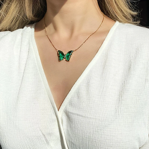 Butterfly Crystal Necklace | Minimalist Necklace