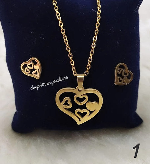 Heart Love Necklace with Earring